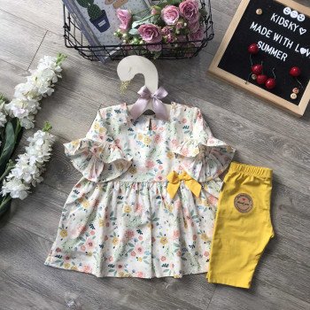 áo váy hoa tay loe bé gái xuân hè- Av2055